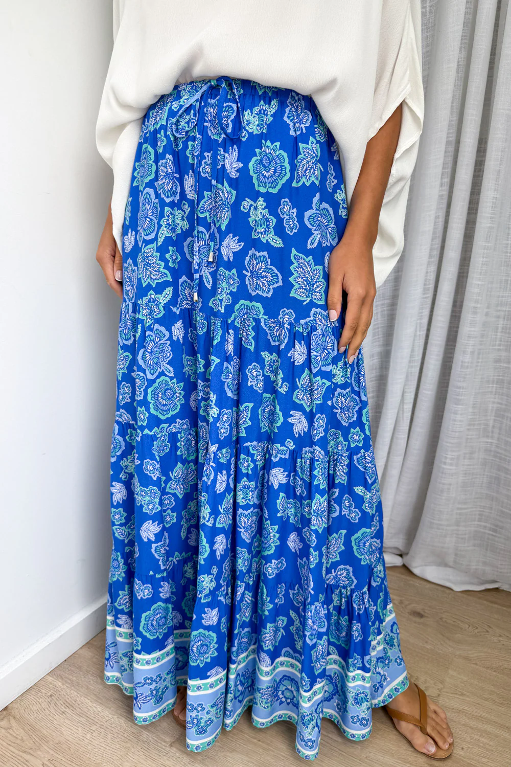 Thistle Haze Skirt - Blue Boho Floral - Image 2