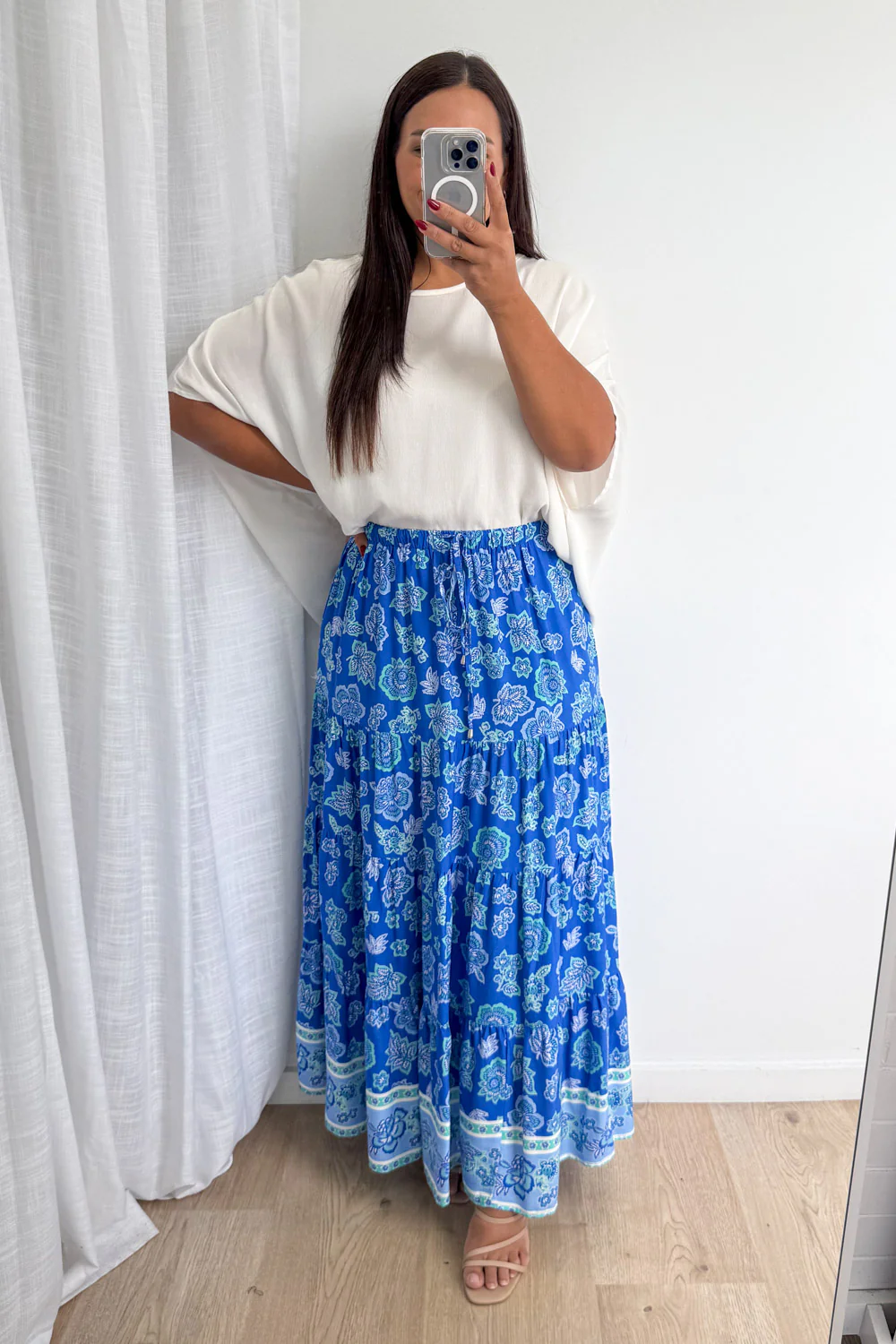 Thistle Haze Skirt - Blue Boho Floral - Image 7