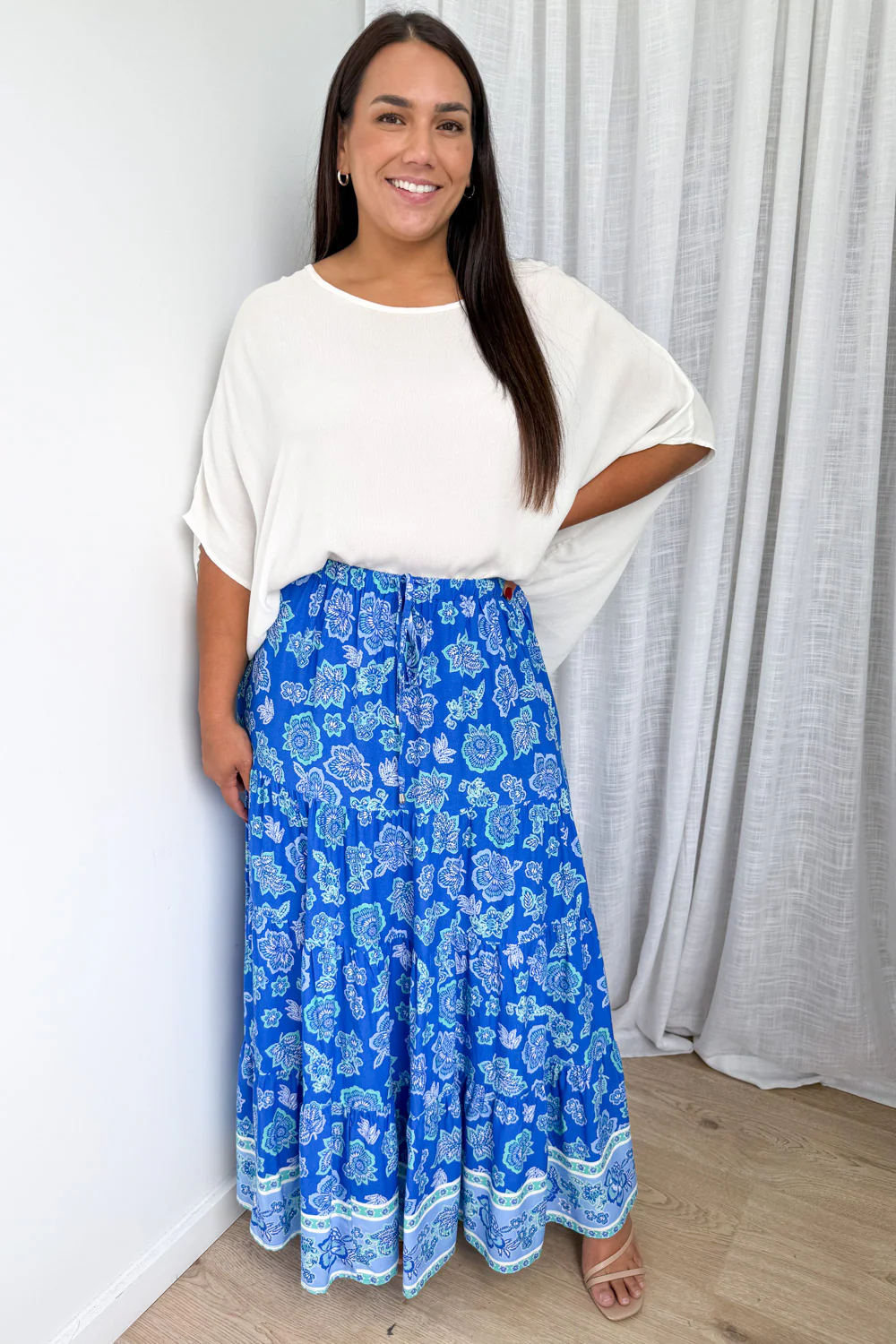 Thistle Haze Skirt - Blue Boho Floral - Image 8