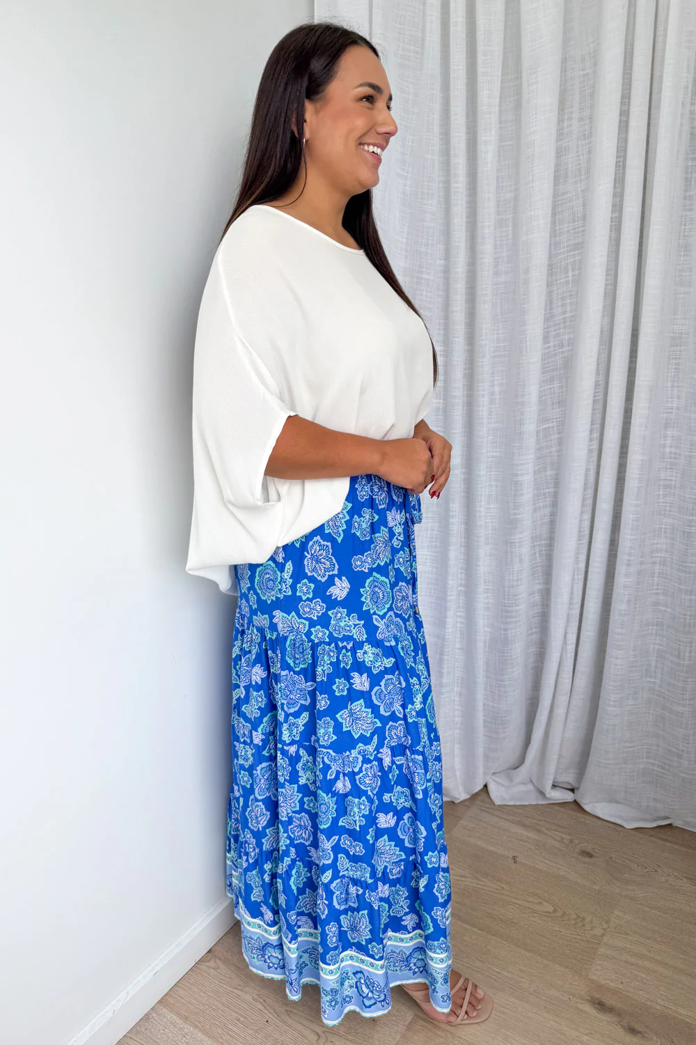 Thistle Haze Skirt - Blue Boho Floral - Image 9