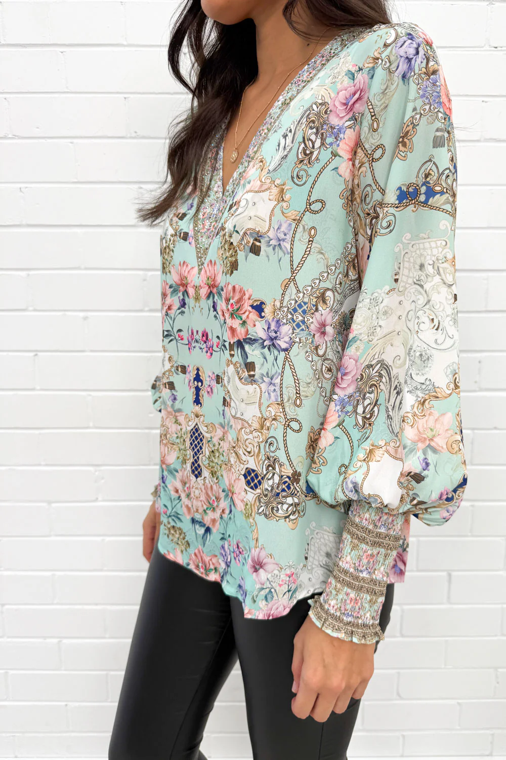 Tigerlily Top - Aqua Print - Image 3