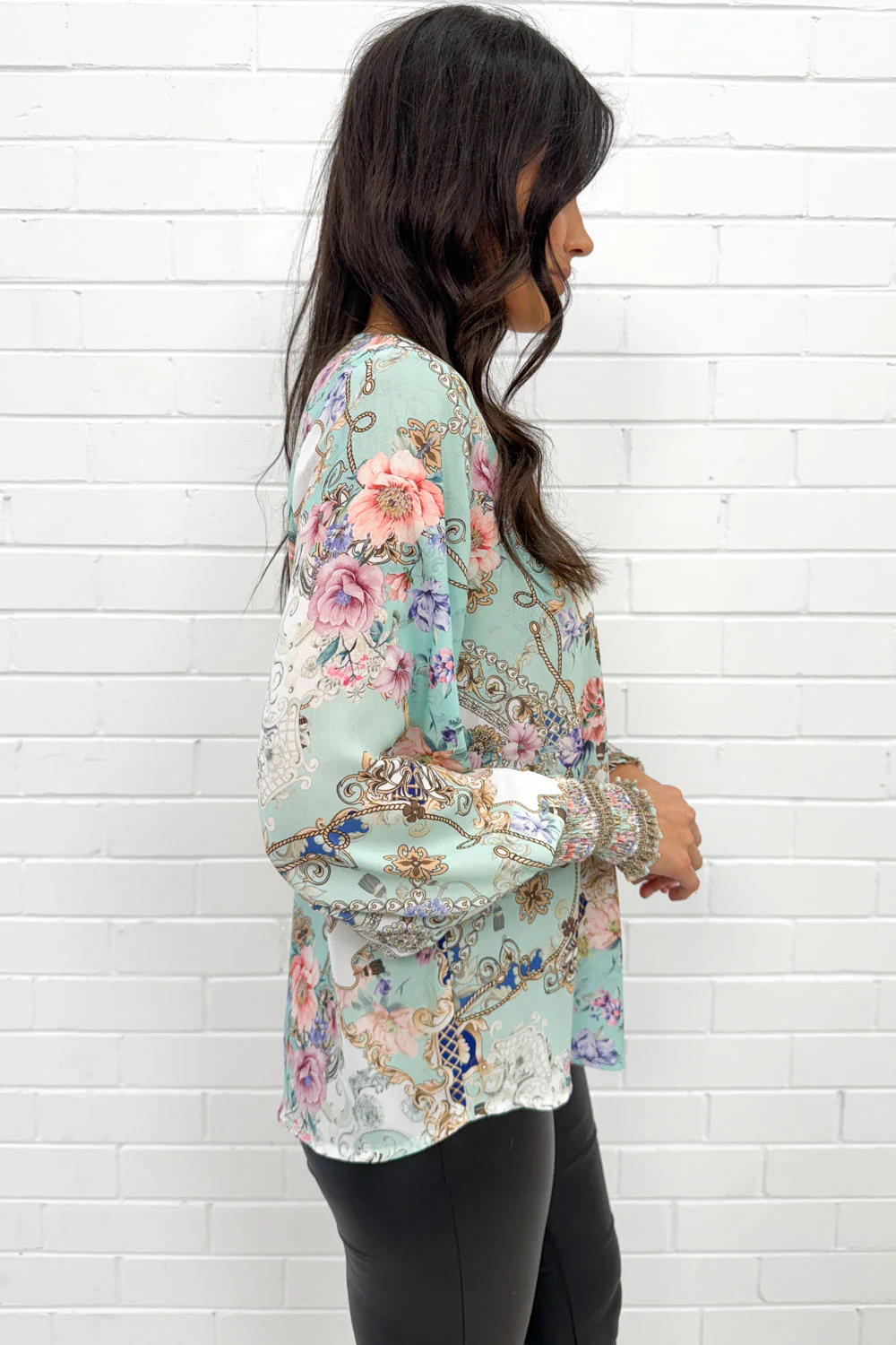 Tigerlily Top - Aqua Print - Image 4