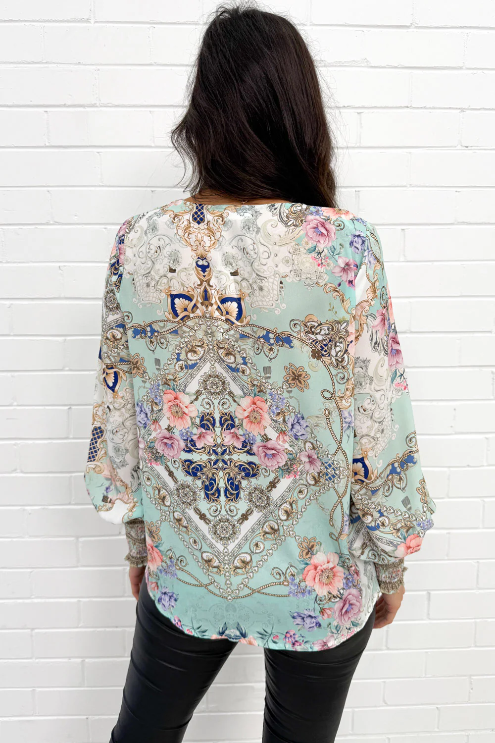 Tigerlily Top - Aqua Print - Image 5