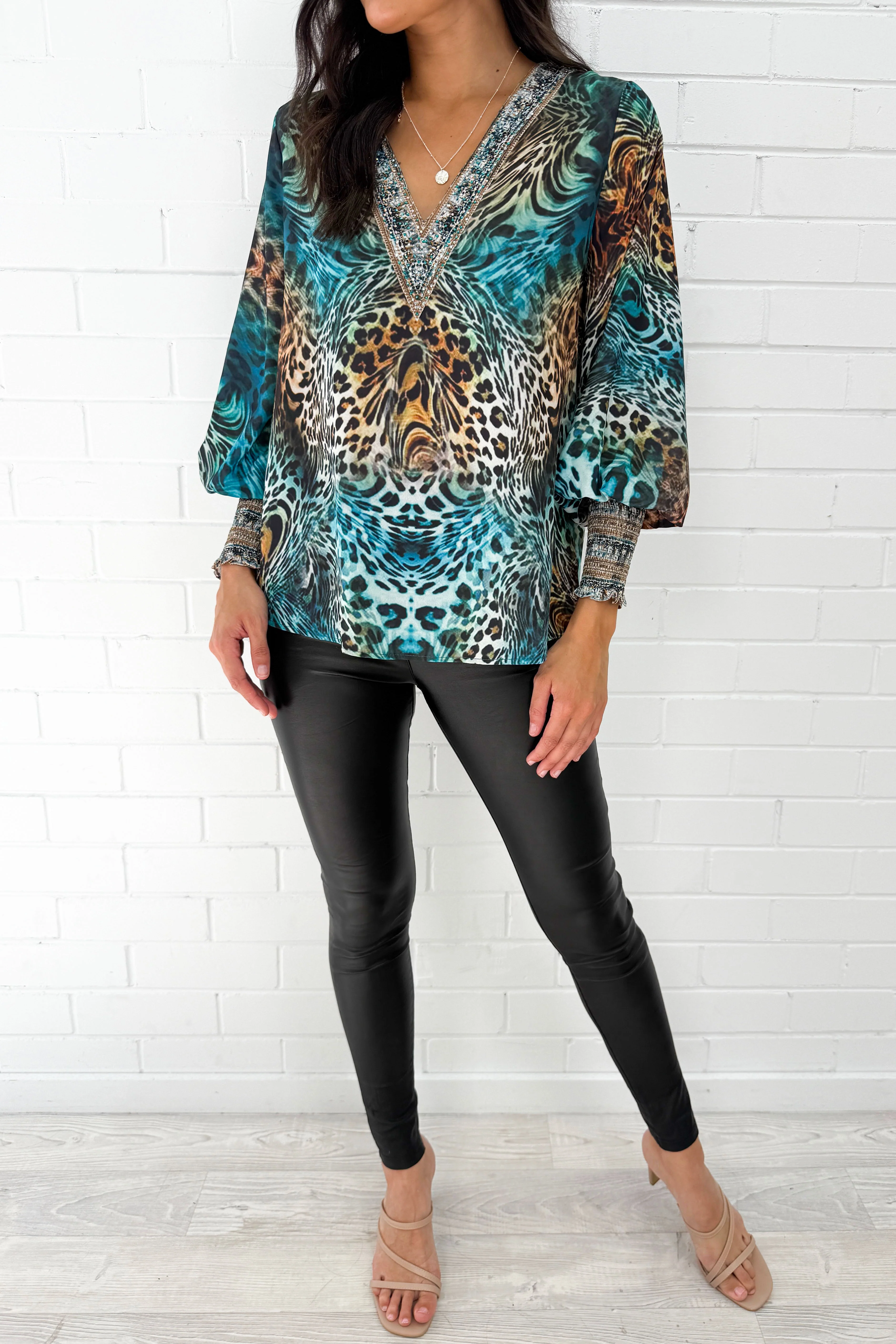 Tigerlily Top - Blue Leopard - Image 2