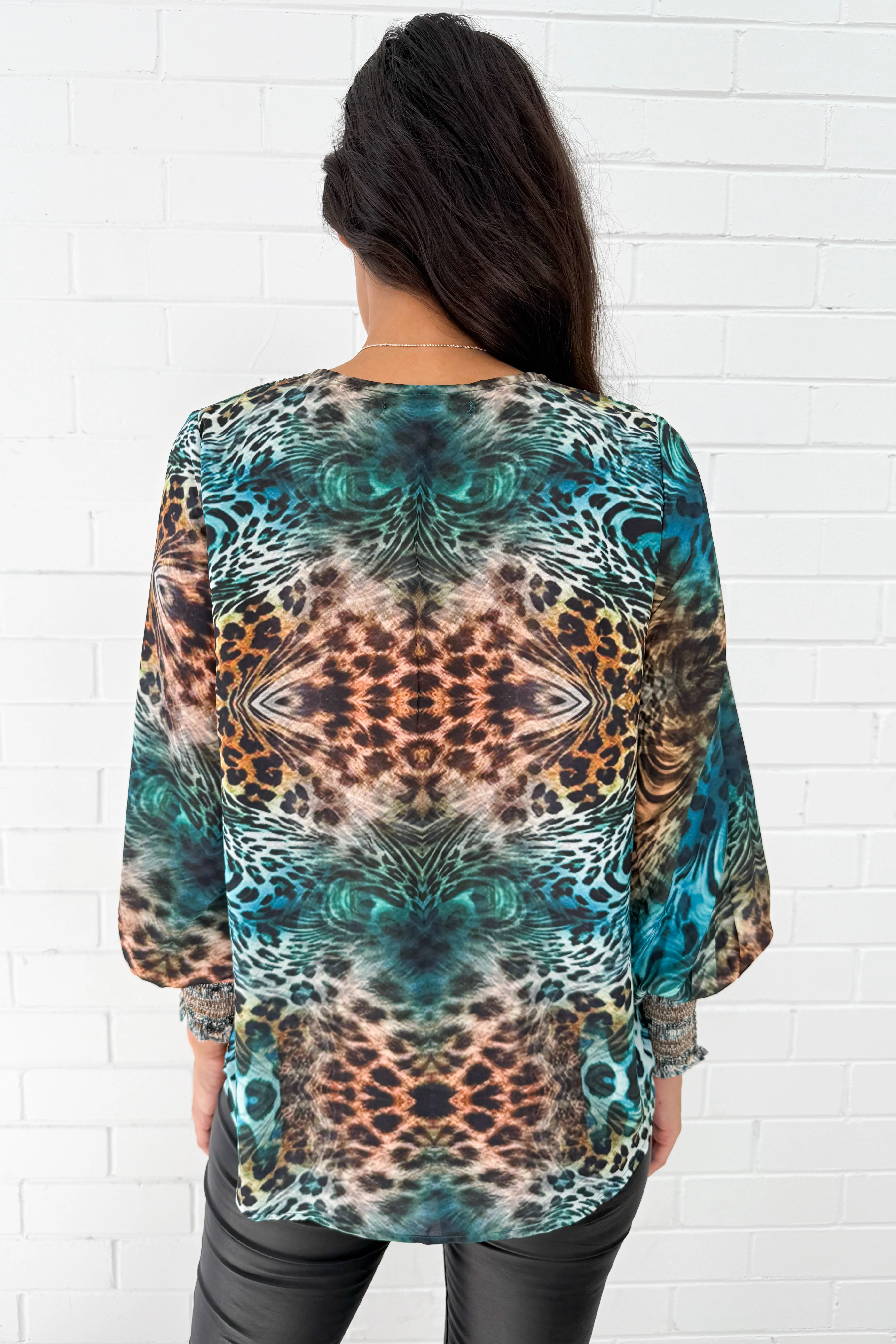 Tigerlily Top - Blue Leopard - Image 6