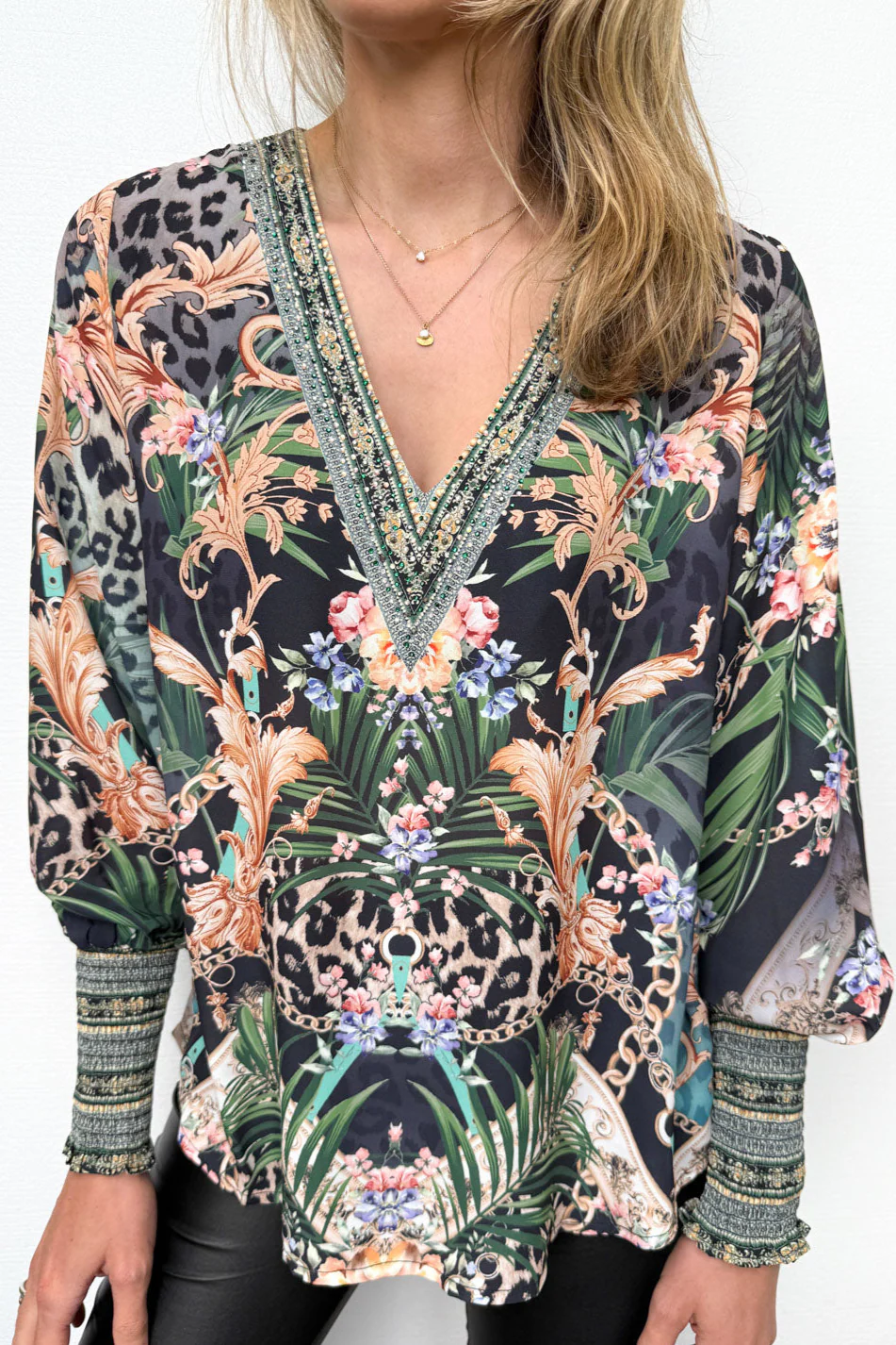 Tigerlily Top - Green Tropical - Image 2