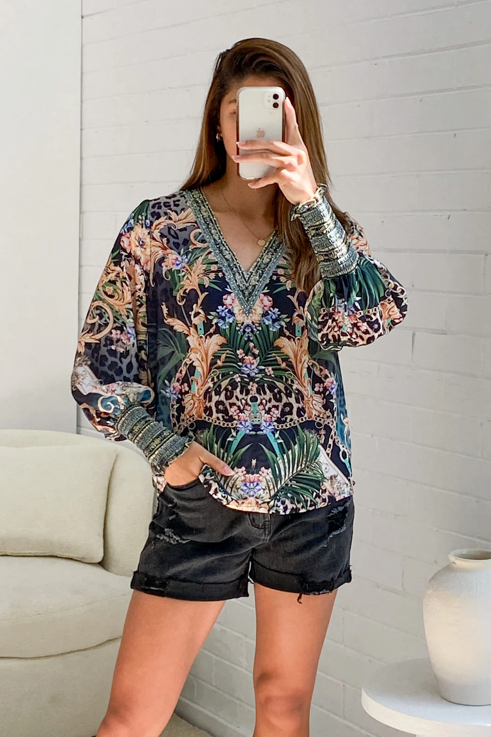 Tigerlily Top - Green Tropical - Image 8