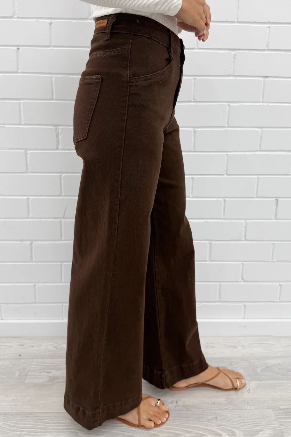 Tilda Wide Leg Jeans - Chocolate Denim - Image 6