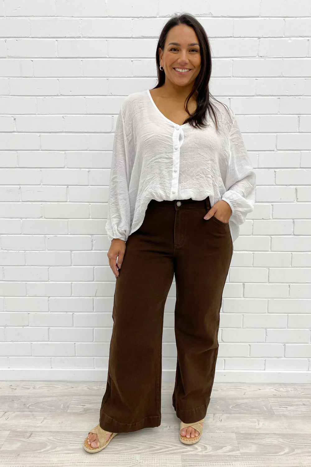 Tilda Wide Leg Jeans - Chocolate Denim - Image 12