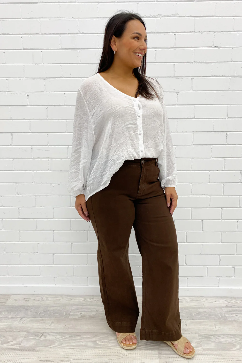 Tilda Wide Leg Jeans - Chocolate Denim - Image 11