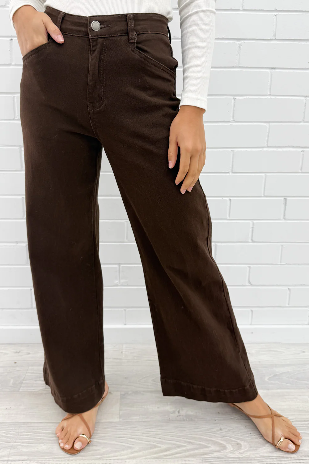Tilda Wide Leg Jeans - Chocolate Denim - Image 7
