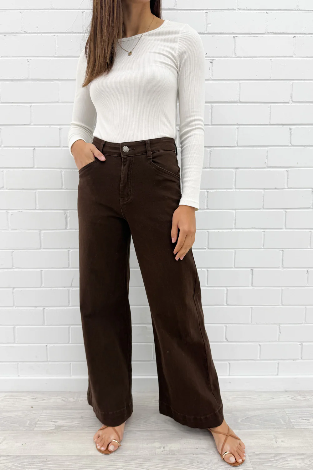 Tilda Wide Leg Jeans - Chocolate Denim - Image 9