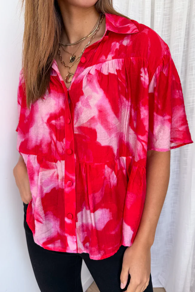 Tulum Escape Shirt - Red Crush Tie Dye - Image 3