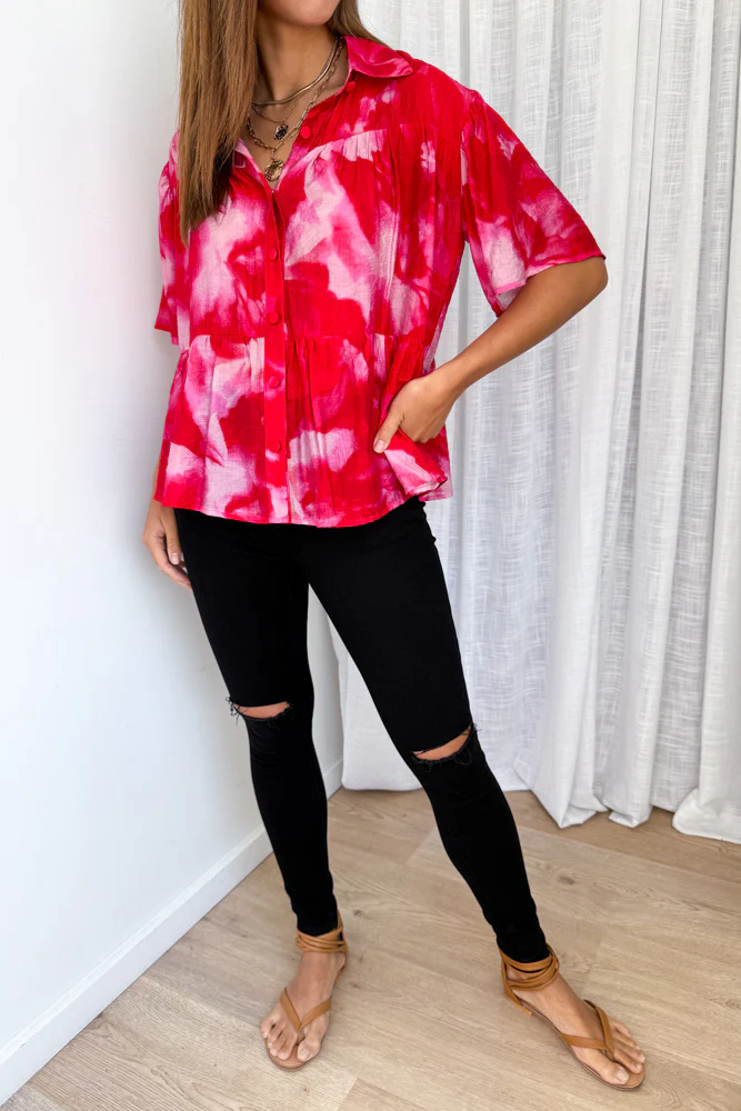 Tulum Escape Shirt - Red Crush Tie Dye - Image 7