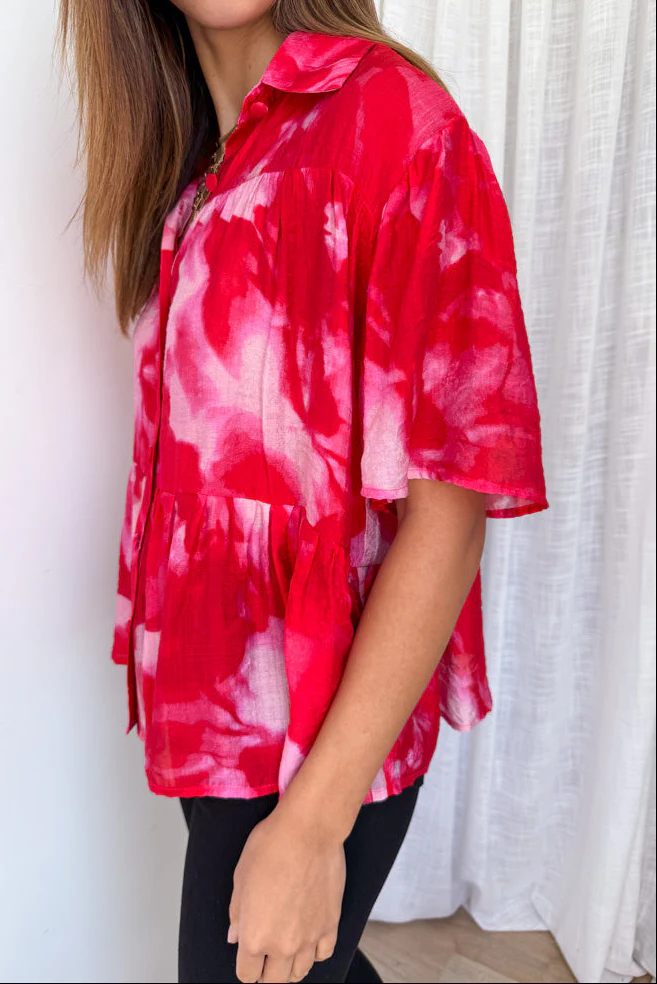 Tulum Escape Shirt - Red Crush Tie Dye - Image 8