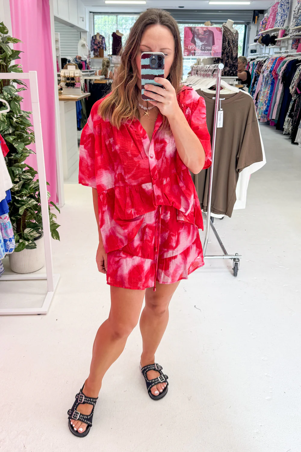 Tulum Escape Shorts - Red Crush Tie Dye - Image 15