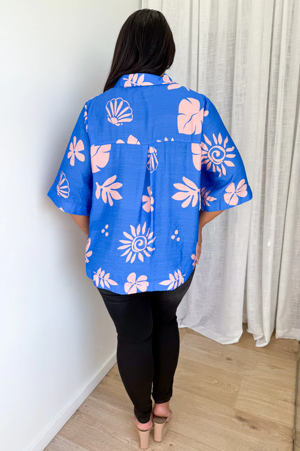 Tulum Shirt - Blue Pink Print - Image 12