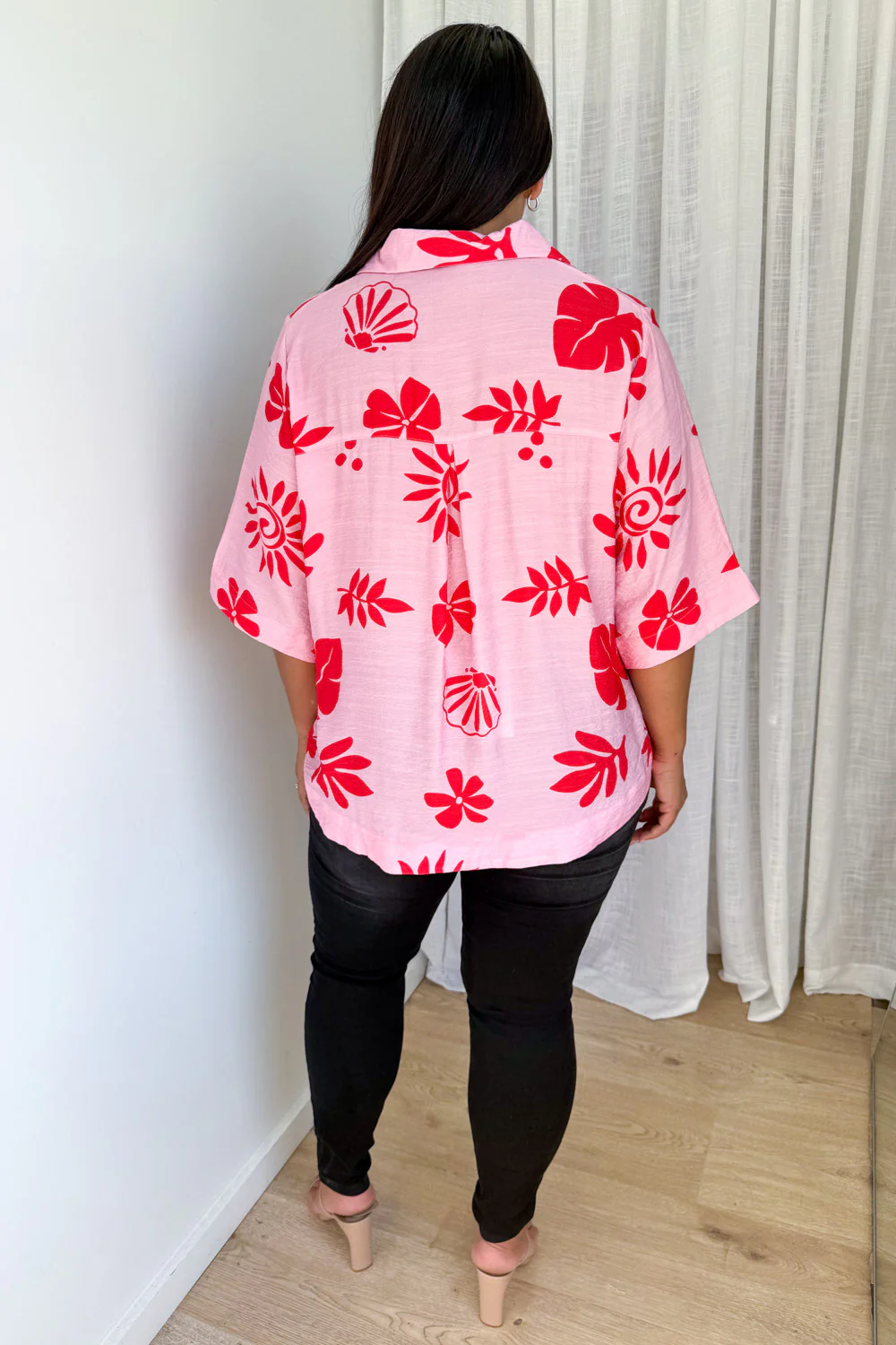 Tulum Shirt - Pink Red Print - Image 12