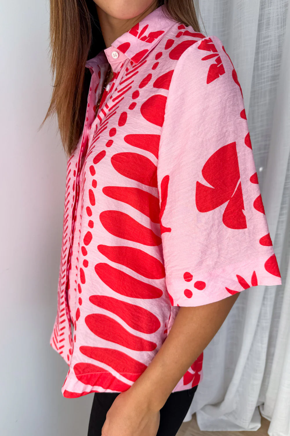 Tulum Shirt - Pink Red Print - Image 6