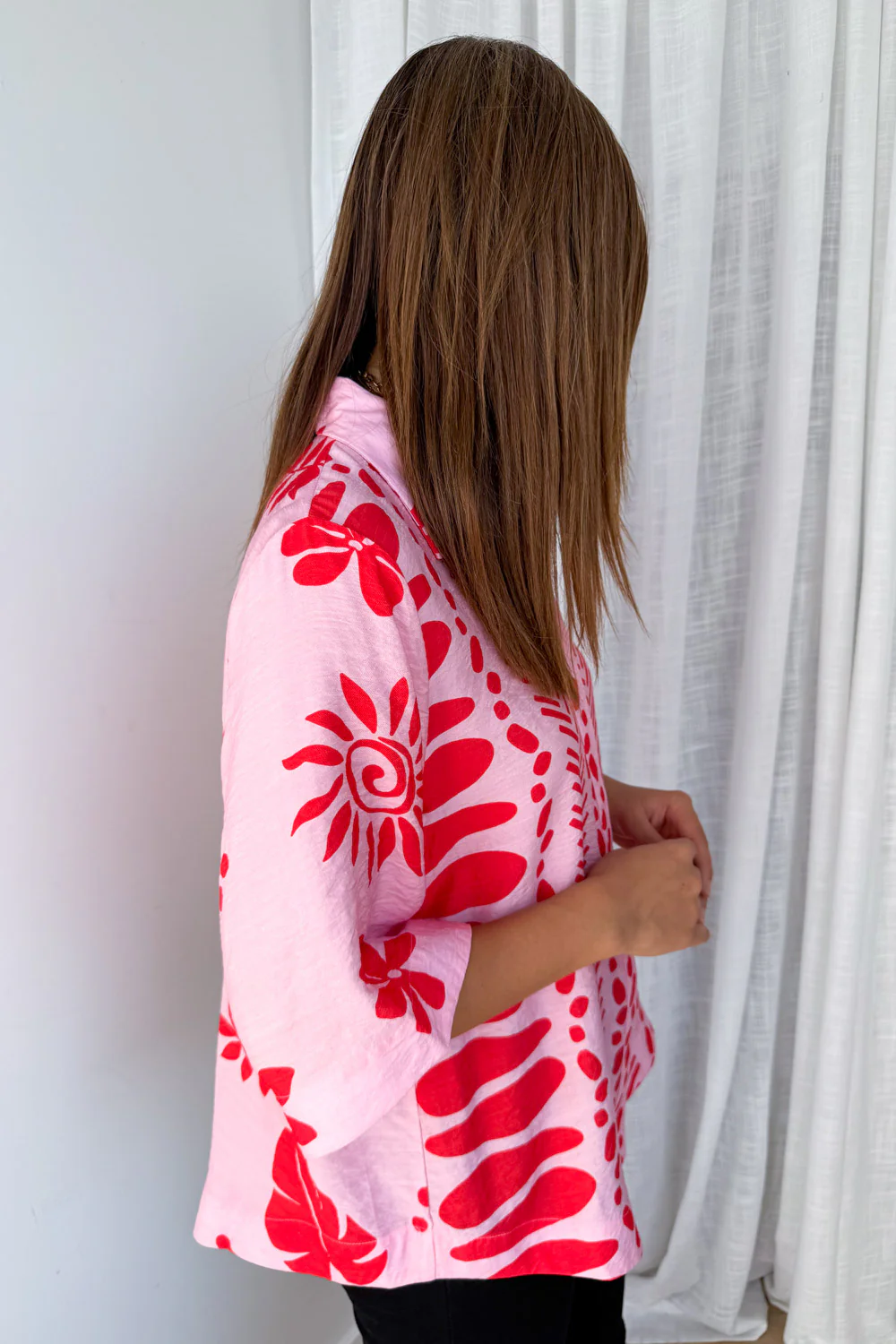 Tulum Shirt - Pink Red Print - Image 7