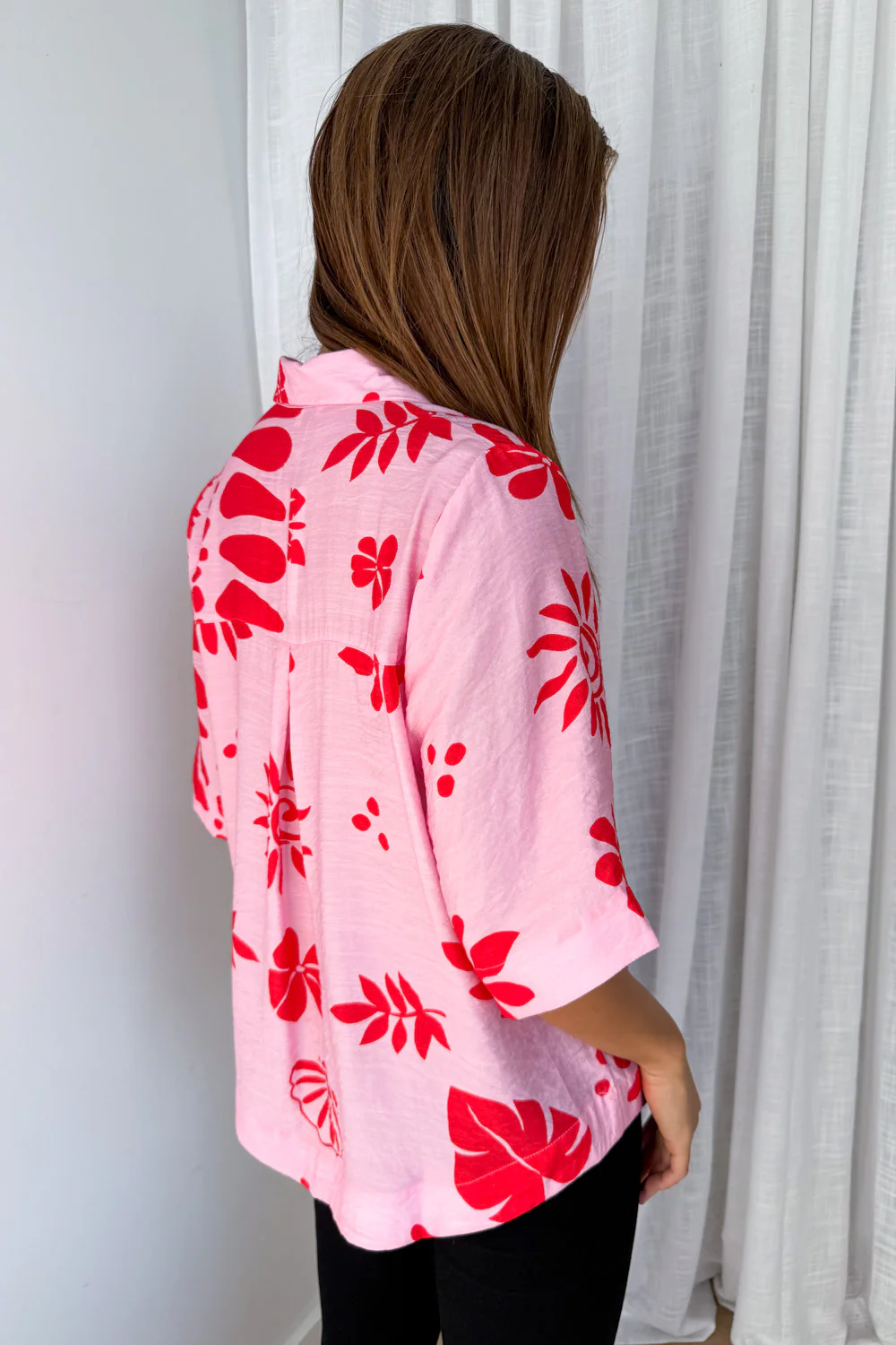 Tulum Shirt - Pink Red Print - Image 8