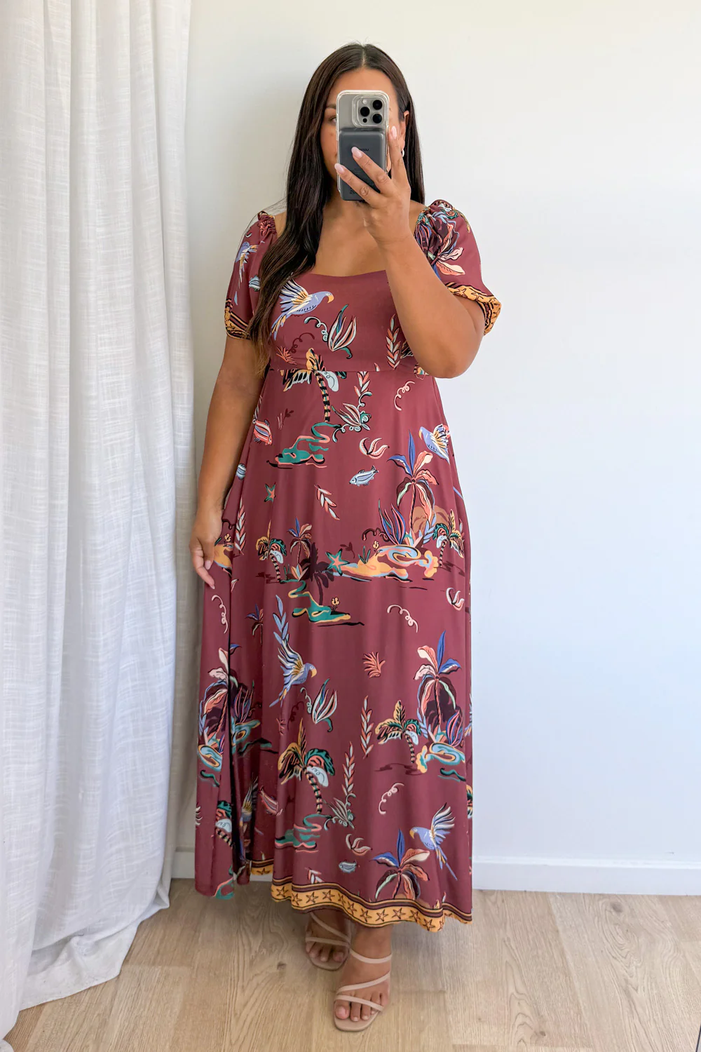 Tuscan Sun Dress - Burgundy Island Palm - Image 10