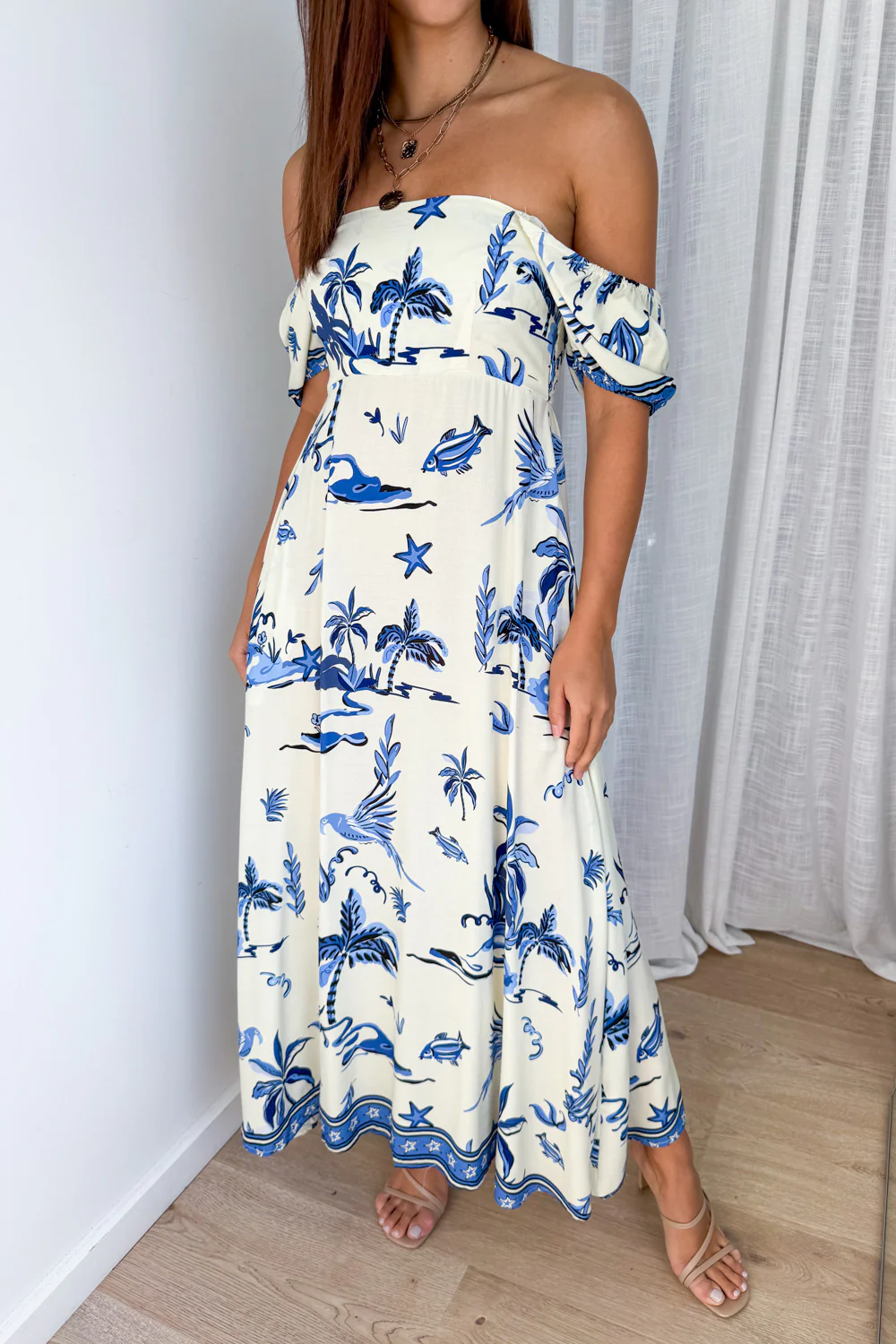 Tuscan Sun Dress - Cream Island Palm - Image 2