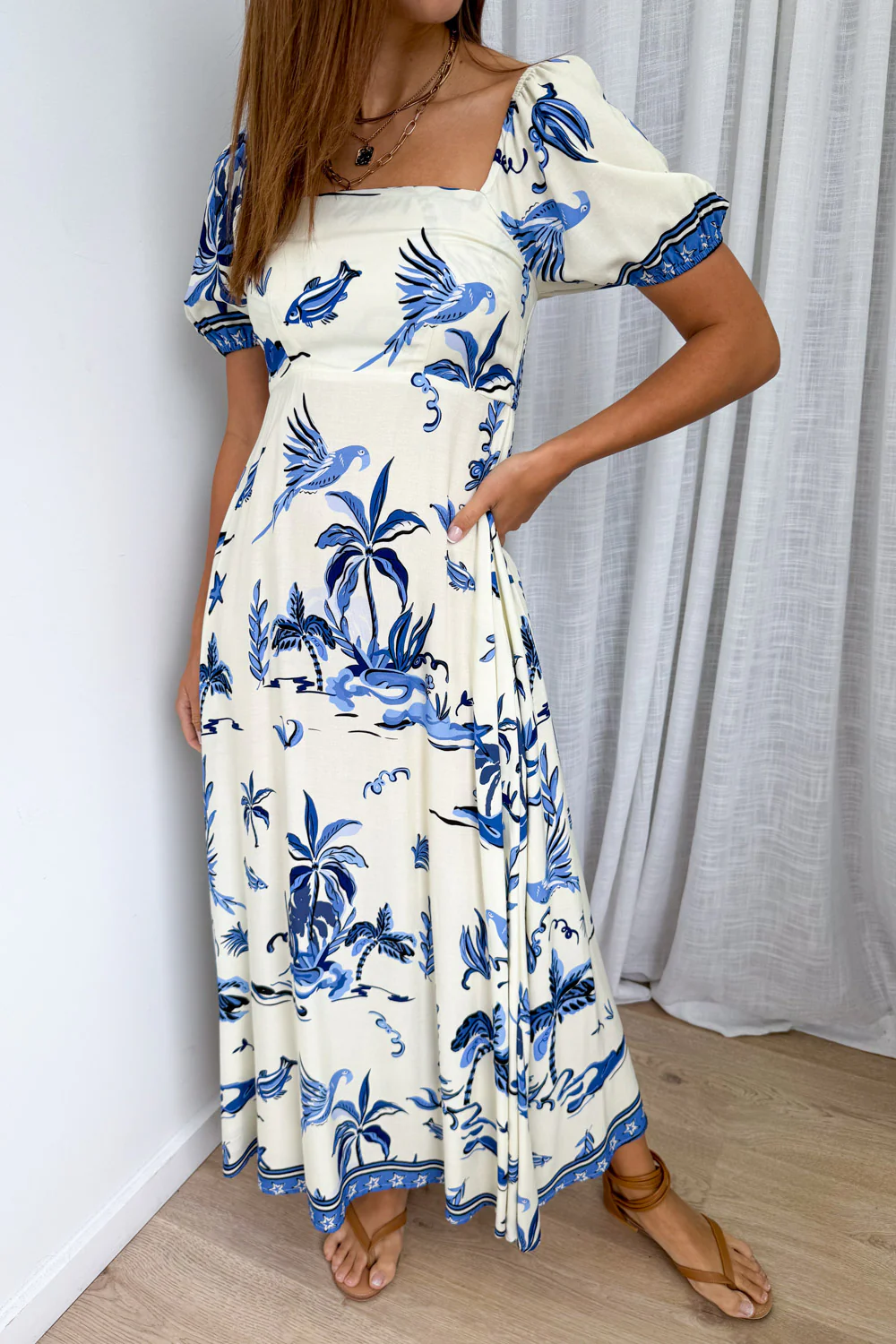 Tuscan Sun Dress - Cream Island Palm - Image 4