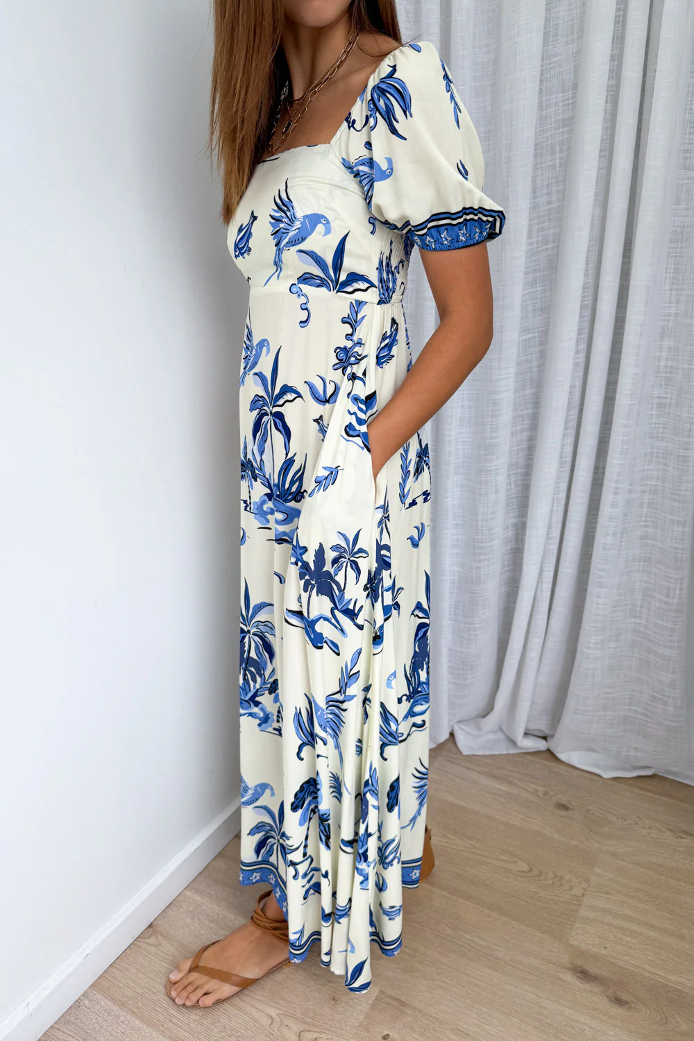 Tuscan Sun Dress - Cream Island Palm - Image 5