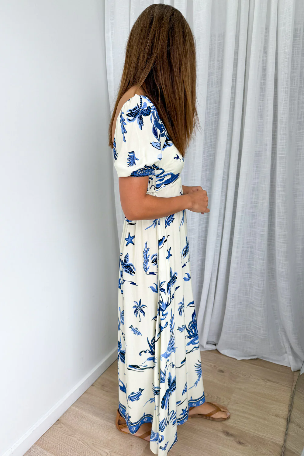 Tuscan Sun Dress - Cream Island Palm - Image 6