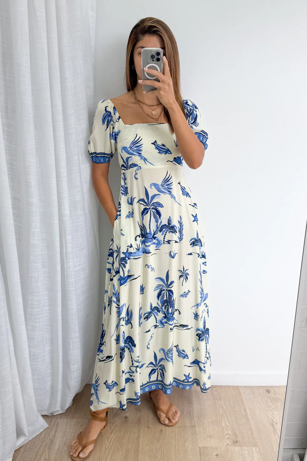 Tuscan Sun Dress - Cream Island Palm - Image 8