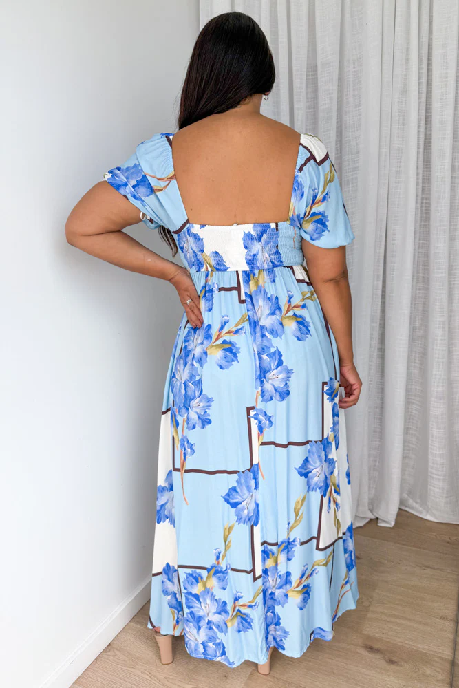 Tuscan Sun Dress - Sky Blue Floral - Image 10