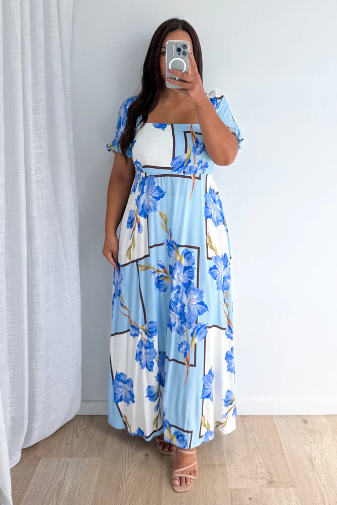 Tuscan Sun Dress - Sky Blue Floral - Image 7