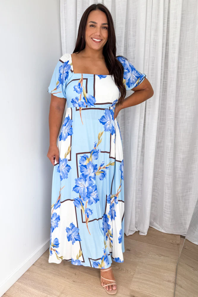 Tuscan Sun Dress - Sky Blue Floral - Image 8