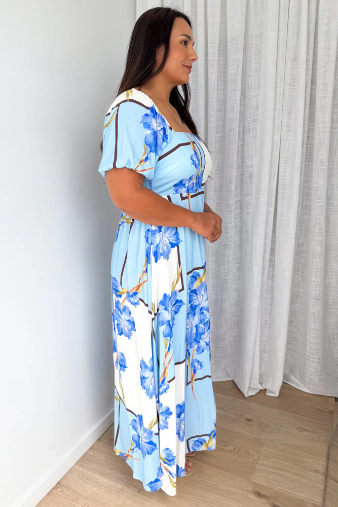 Tuscan Sun Dress - Sky Blue Floral - Image 9