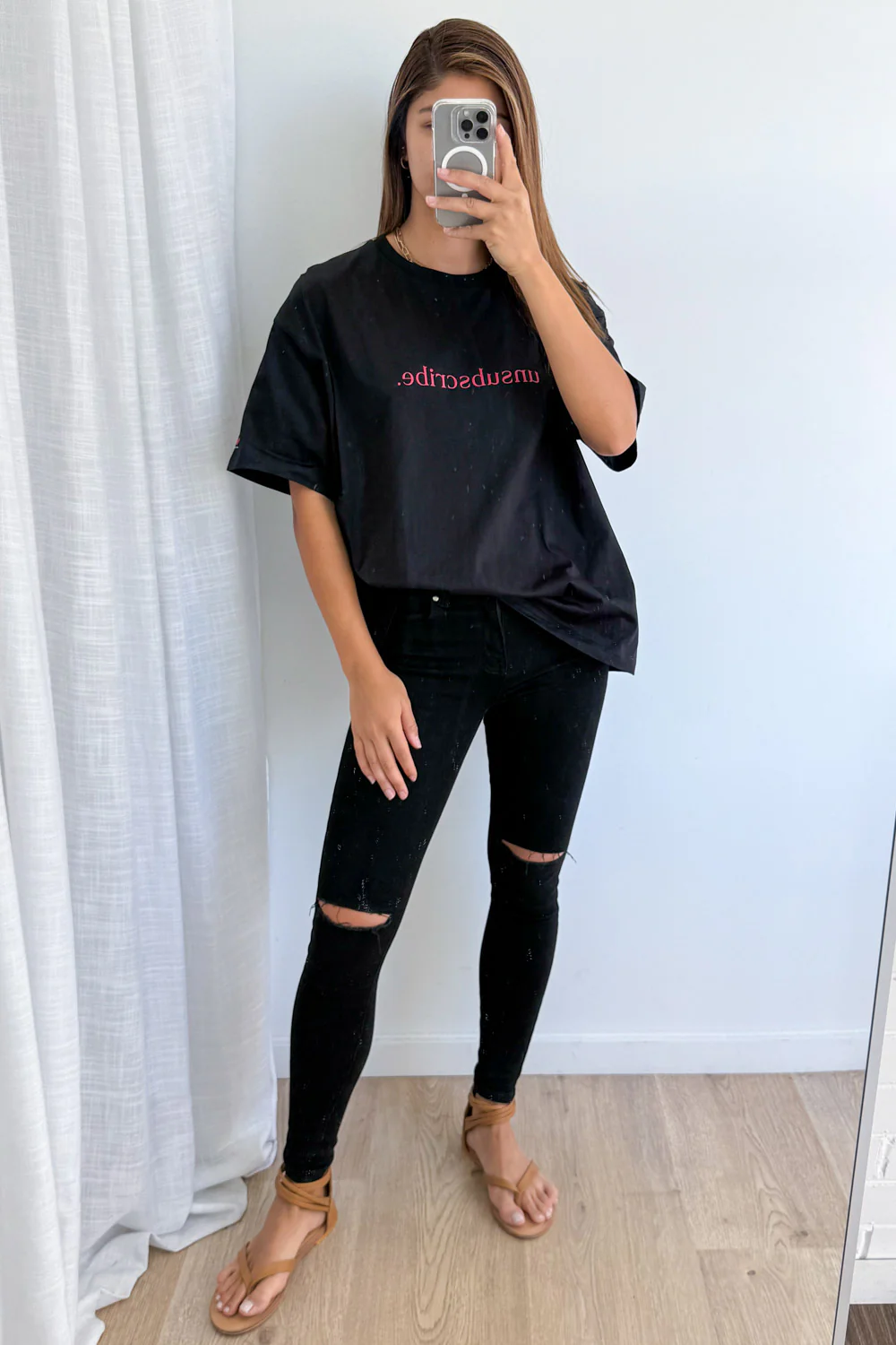 Unsubscribe Oversized Tee - Black - Image 10