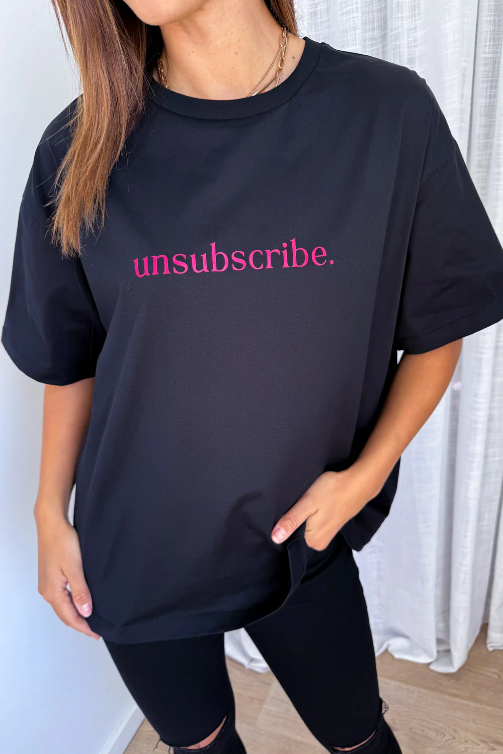Unsubscribe Oversized Tee - Black - Image 3