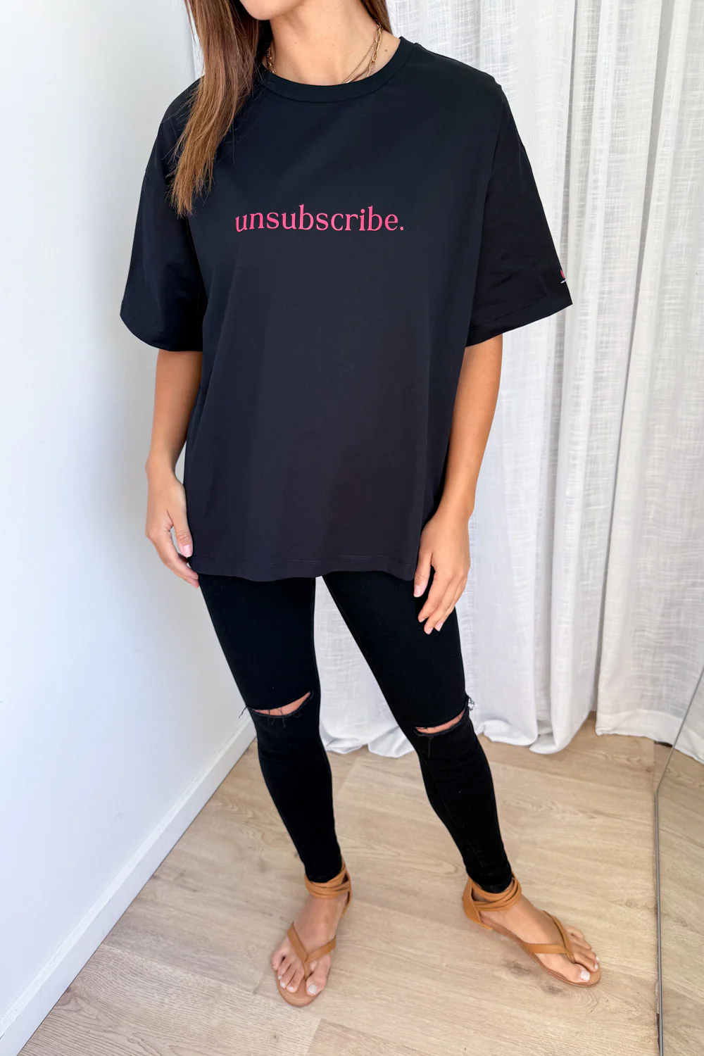 Unsubscribe Oversized Tee - Black - Image 5