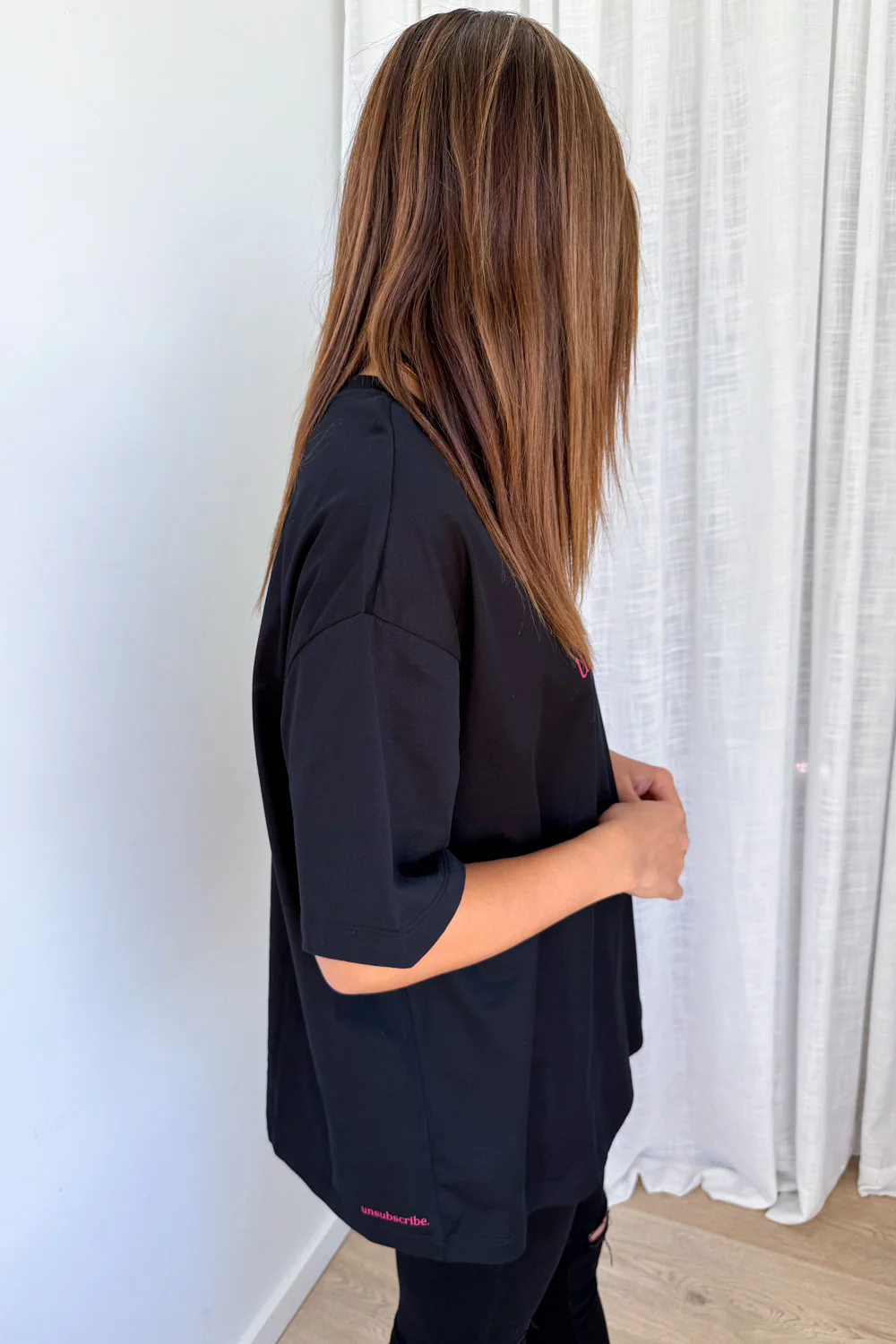Unsubscribe Oversized Tee - Black - Image 6