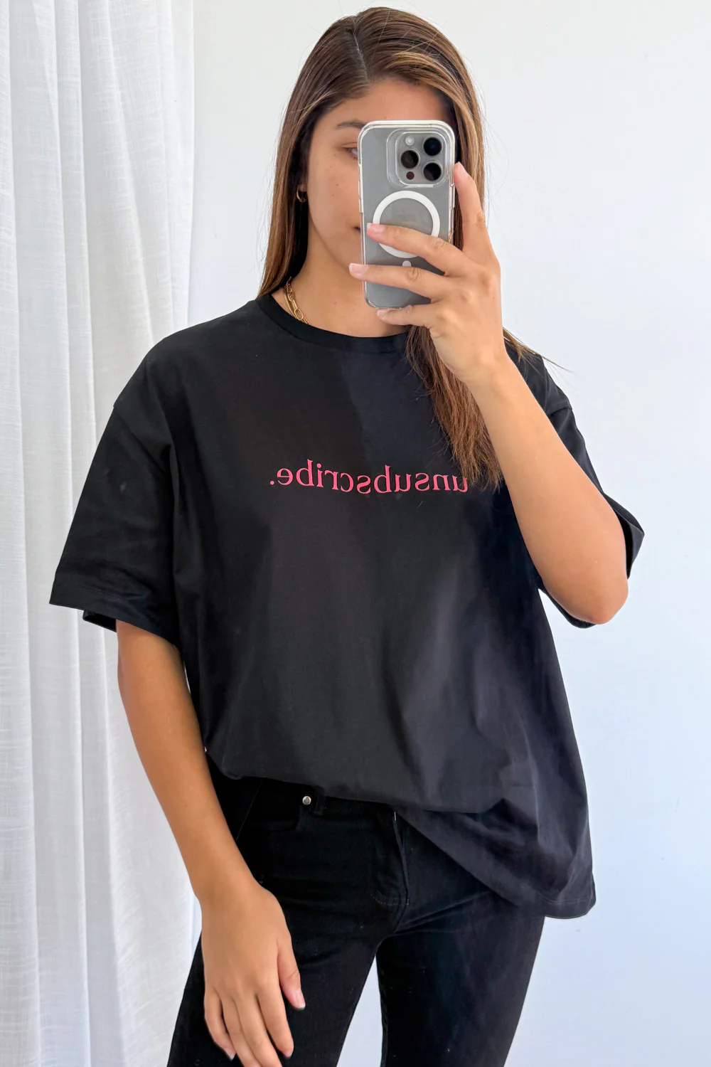Unsubscribe Oversized Tee - Black - Image 9