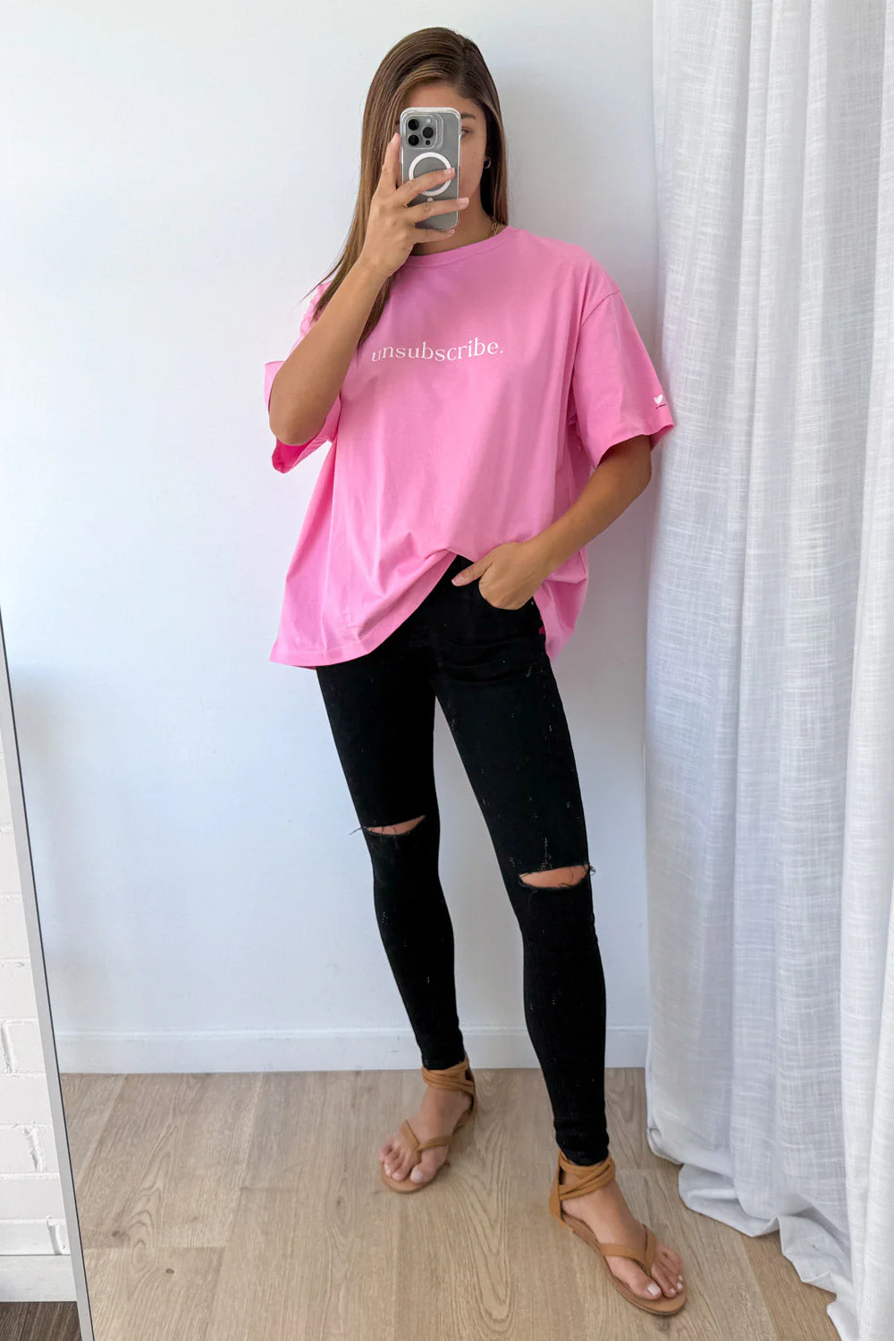 Unsubscribe Oversized Tee - Pink - Image 10