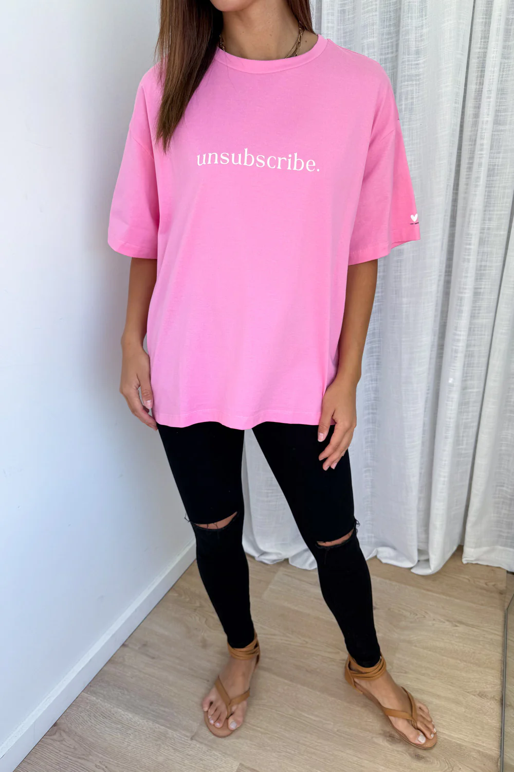 Unsubscribe Oversized Tee - Pink - Image 4