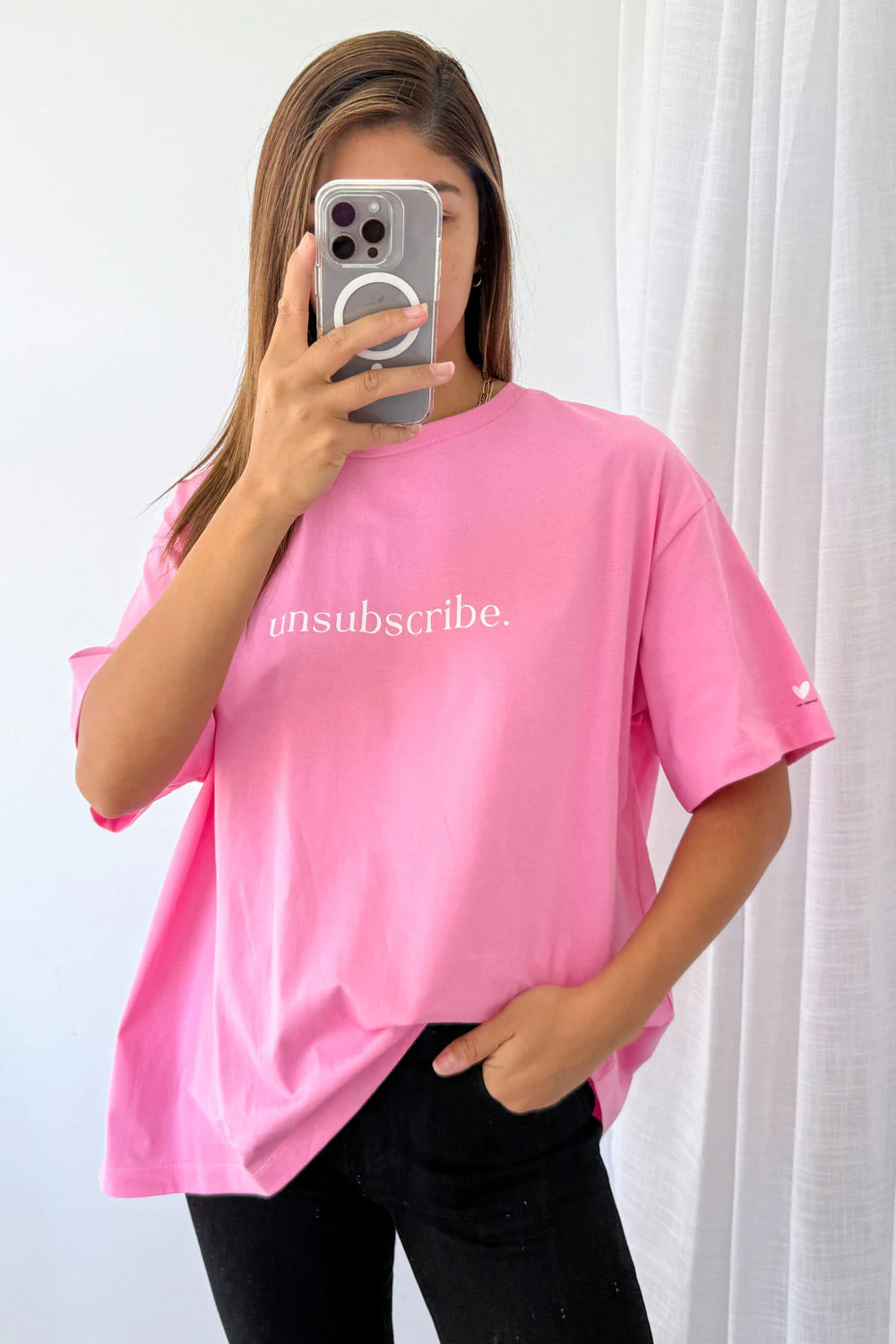 Unsubscribe Oversized Tee - Pink - Image 9