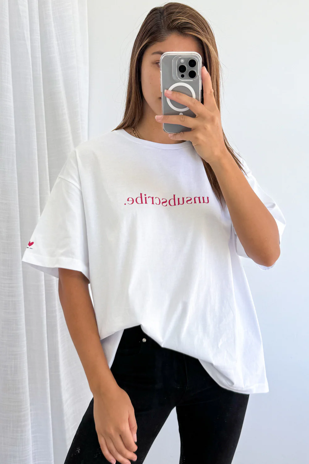 Unsubscribe Oversized Tee - White - Image 9