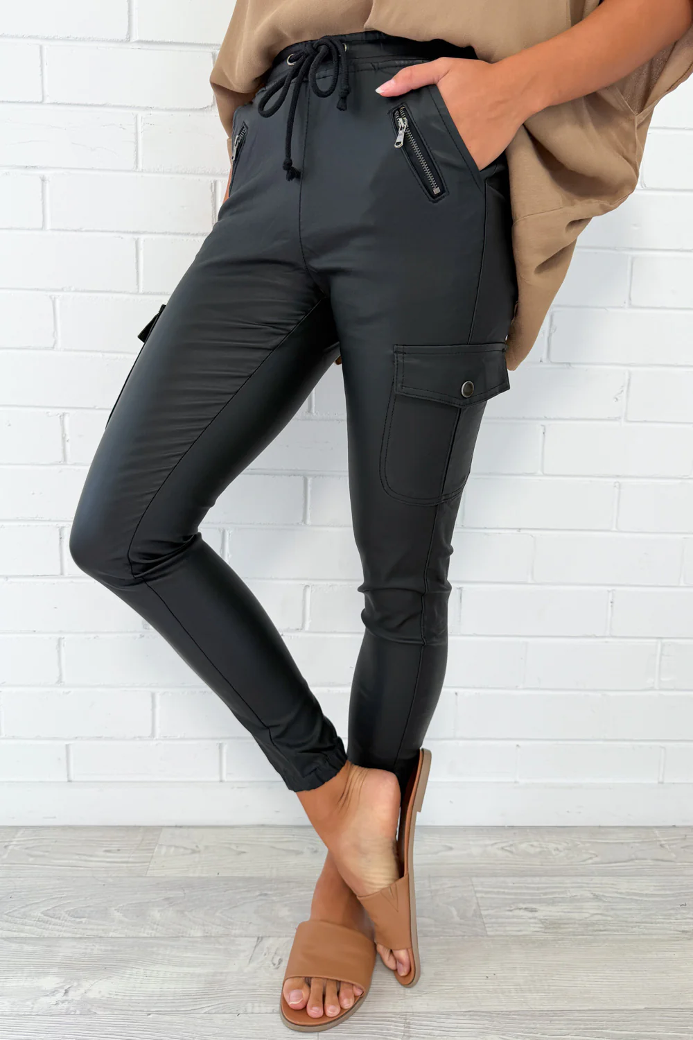 Wet Look Jogger - Black - Image 5