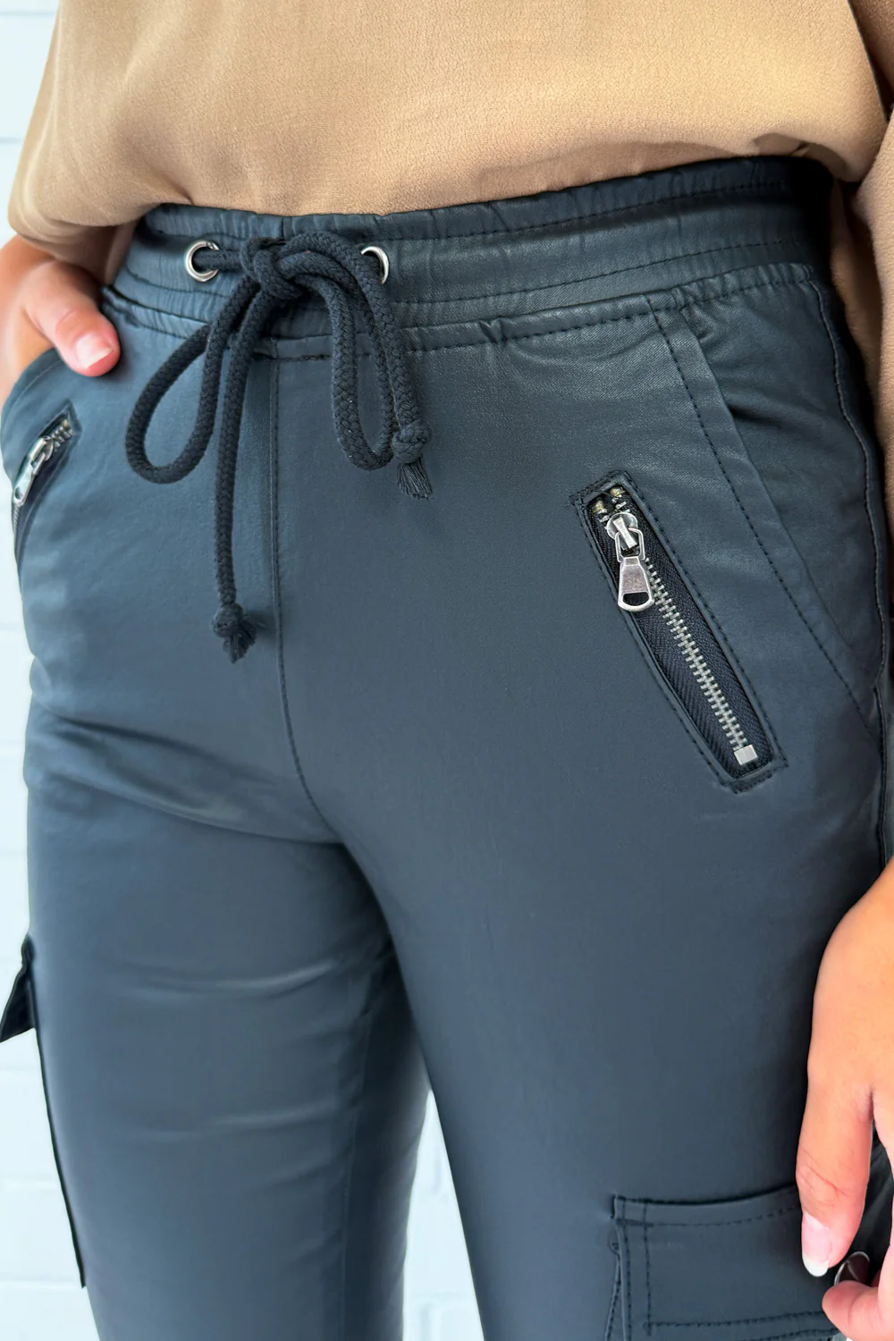 Wet Look Jogger - Black - Image 6