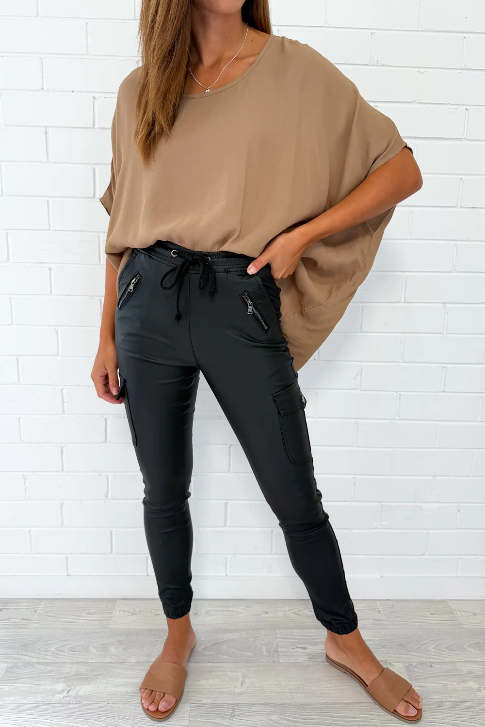 Wet Look Jogger - Black - Image 9