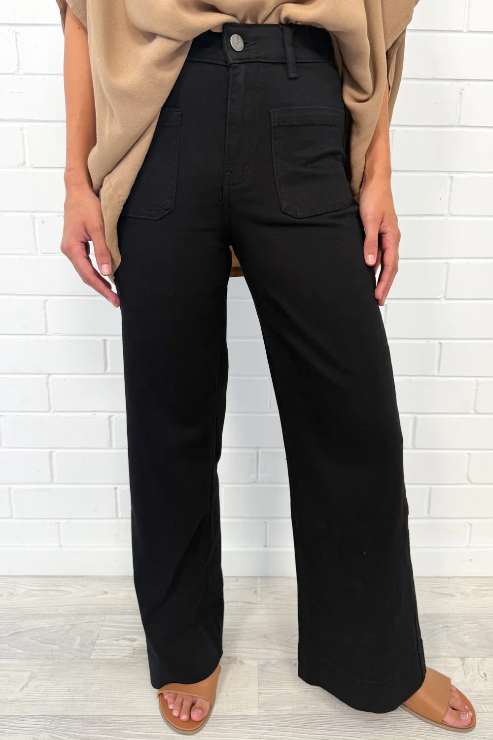 Whitley High Rise Wide Leg Jeans - Black - Image 17