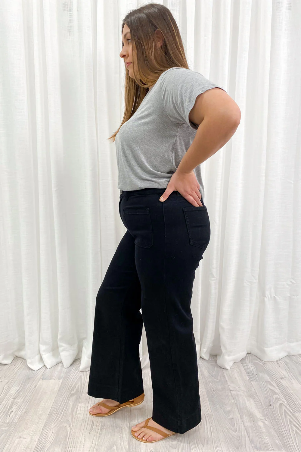 Whitley High Rise Wide Leg Jeans - Black - Image 23