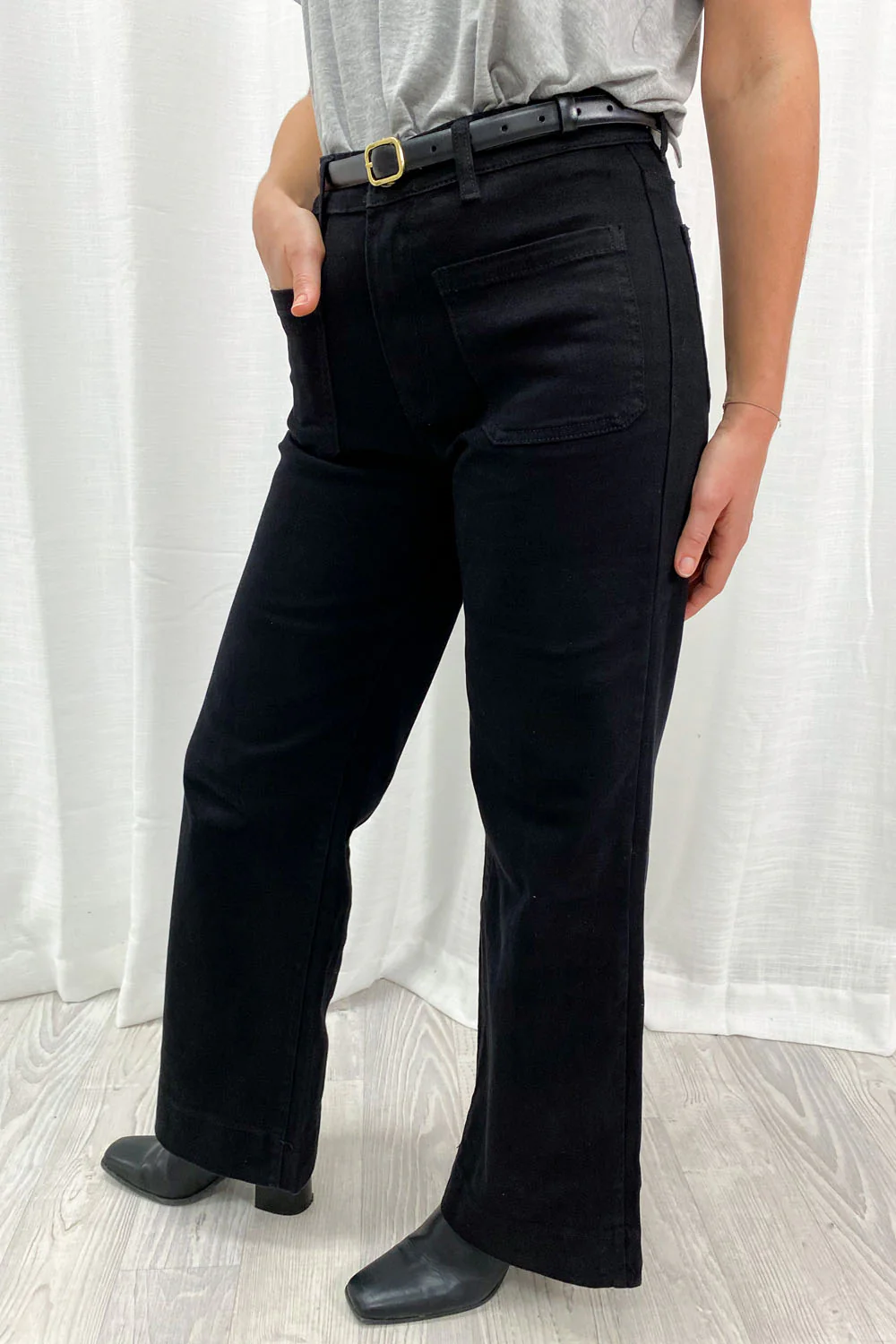 Whitley High Rise Wide Leg Jeans - Black - Image 29